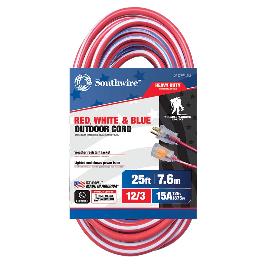 Southwire Indoor/Outdoor Red, White, & Blue Striped Patriotic