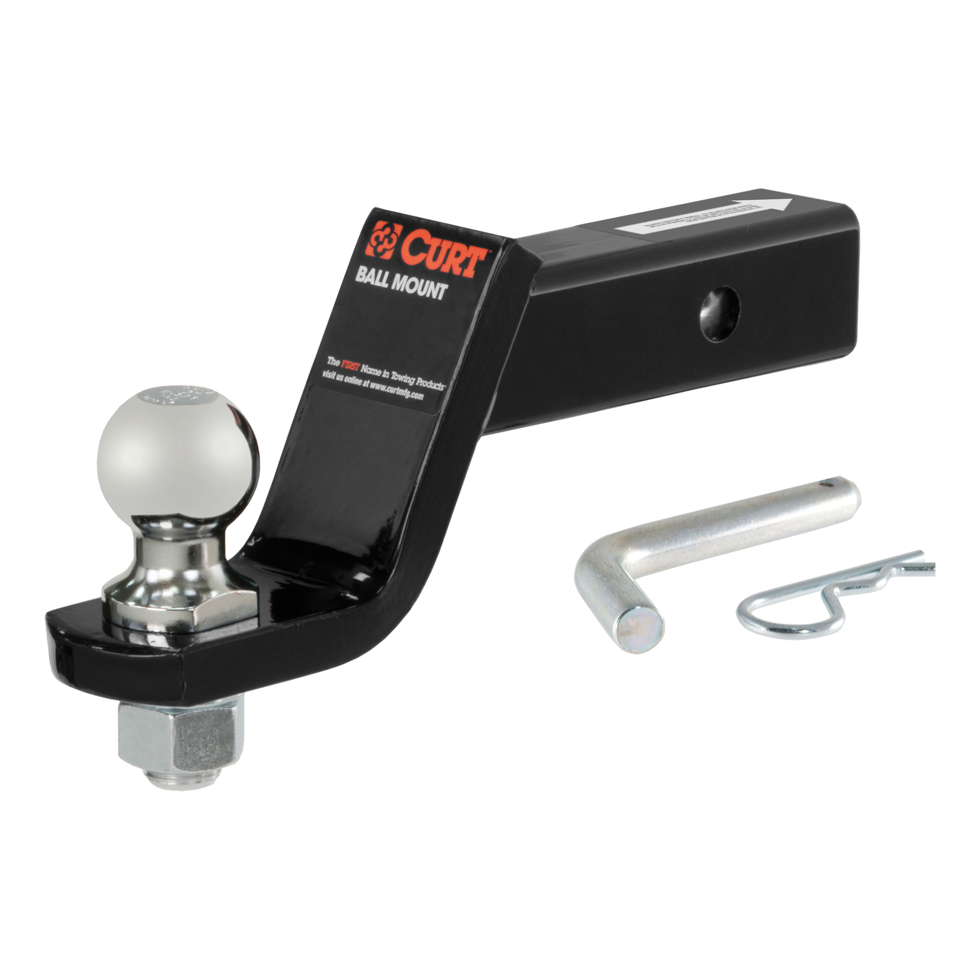 CURT Trailer Hitch Mount + 2 In. Ball & Pin, Fits 2 In. Receiver, 7500 Lb. Capacity