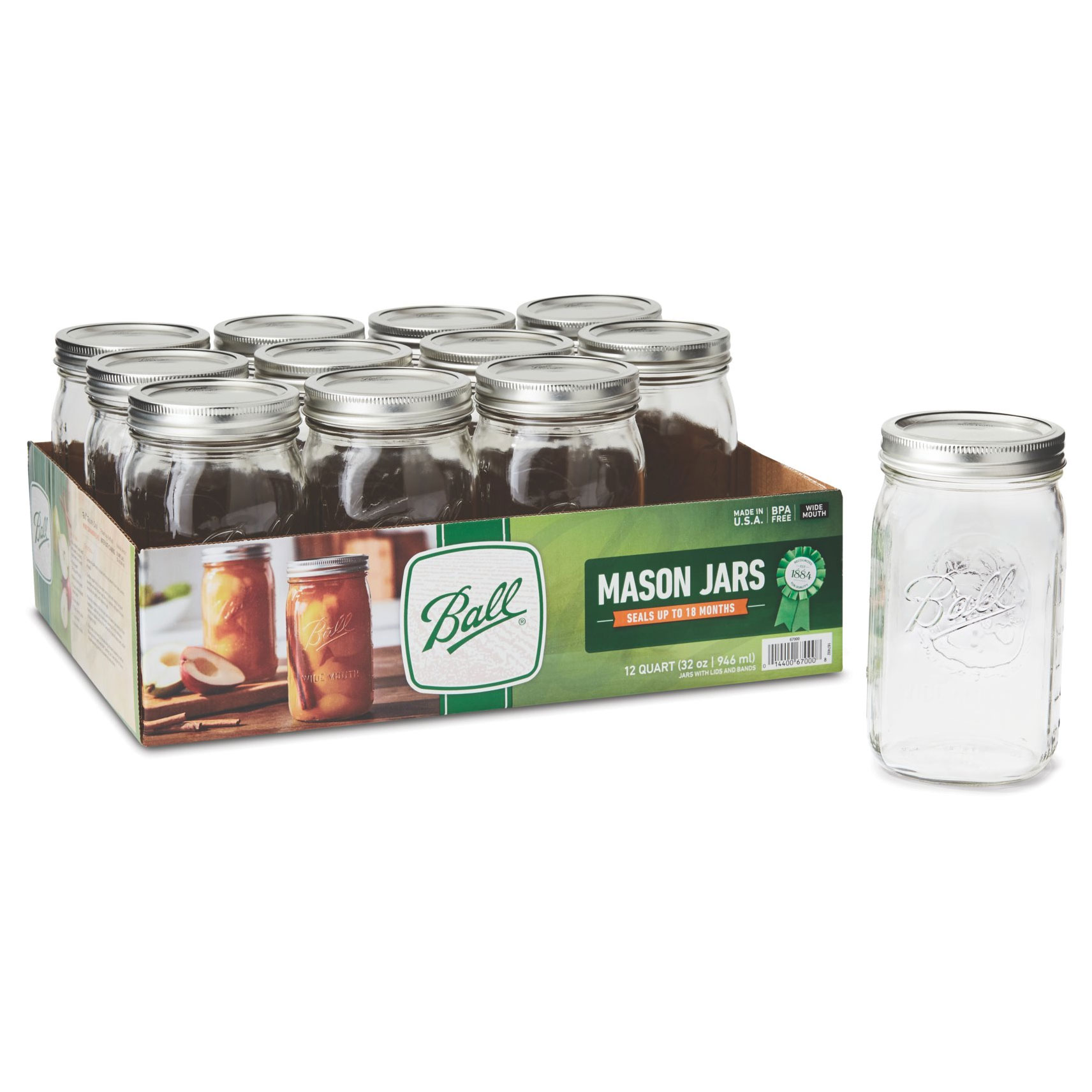 Ball® Wide Mouth Jars - 1 qt. (32 oz.), Set of 12