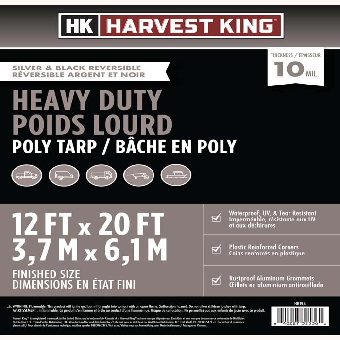Harvest King® Heavy Duty Poly Tarp, 10MIL thickness, 12' x