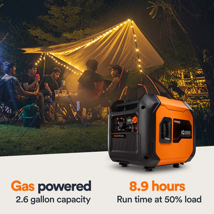 Generac IQ Series 3500W Gasoline Powered Portable Electric Start Inverter Generator View 1 of 2