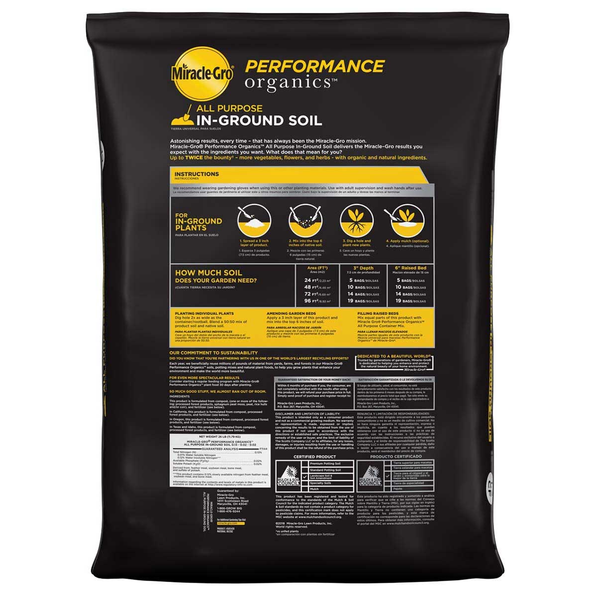 Miracle-Gro® Performance Organics™ All Purpose In-Ground Soil 1.3 cu. ft. View 2 of 3