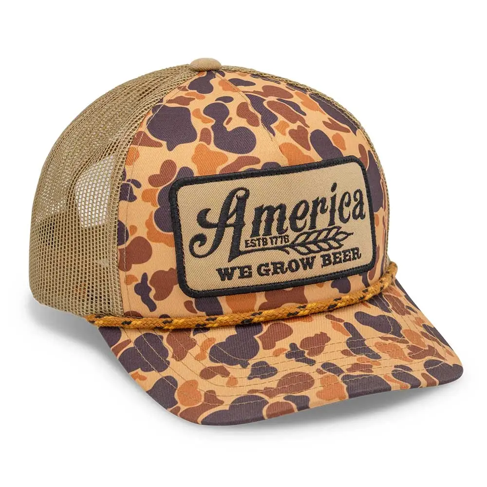 Rural Cloth We Grow Beer Hat, Old School Camo