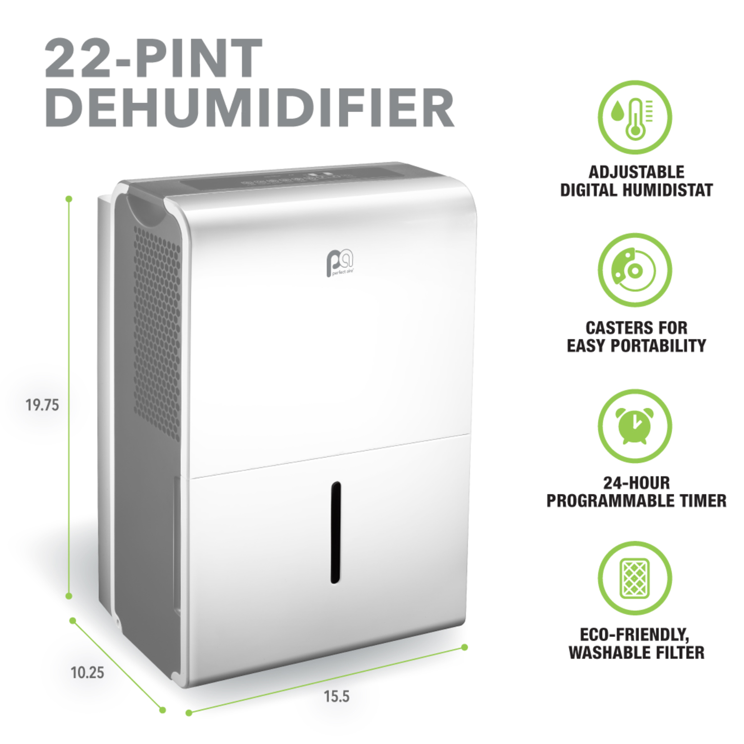 Perfect Aire 22 Pt./Day 1500 Sq. Ft. Coverage 2-Speed Flat Panel Dehumidifier View 1 of 4