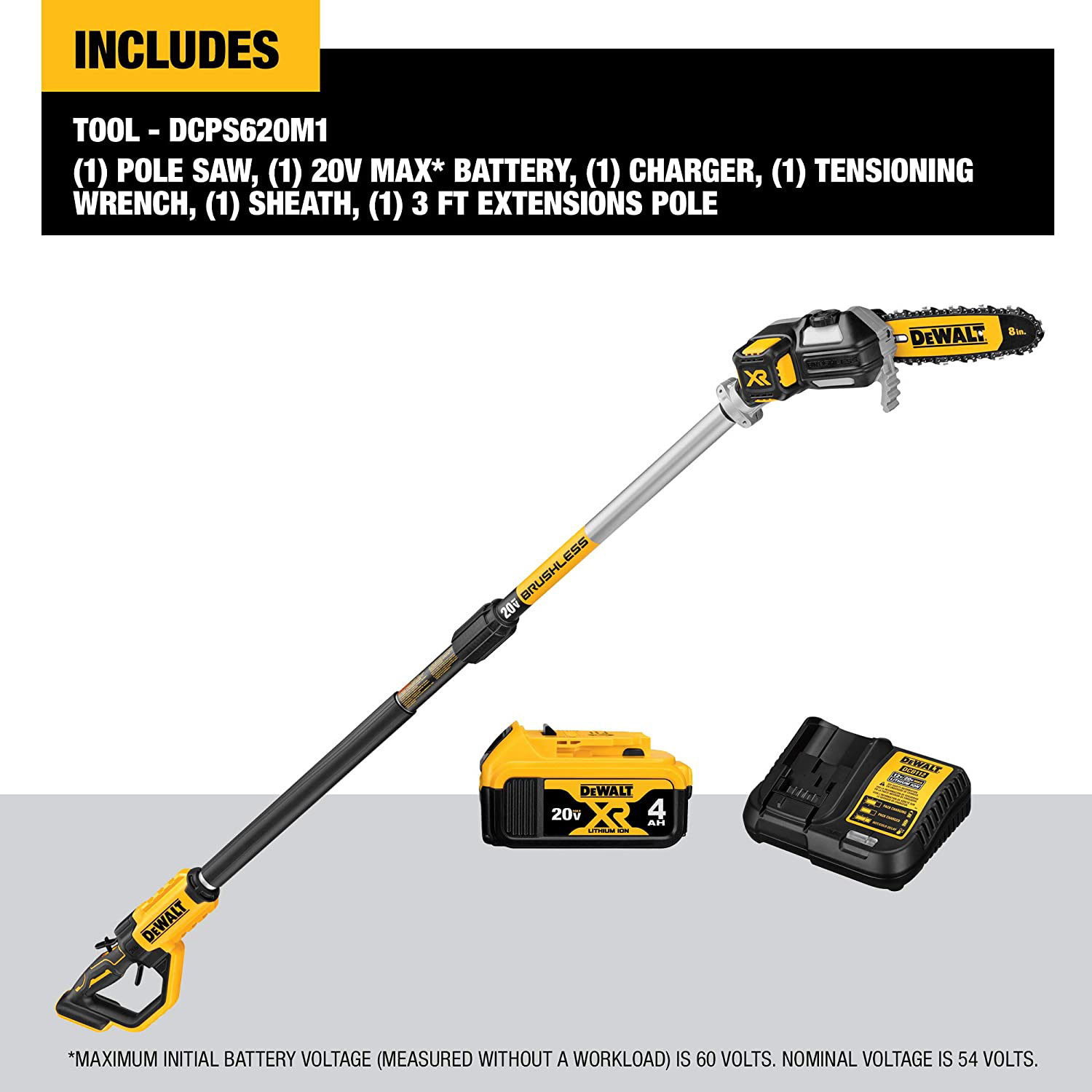 DEWALT 20V MAX XR Brushless Cordless Pole Saw Kit with 4.0 Ah Battery & Charger View 2 of 7