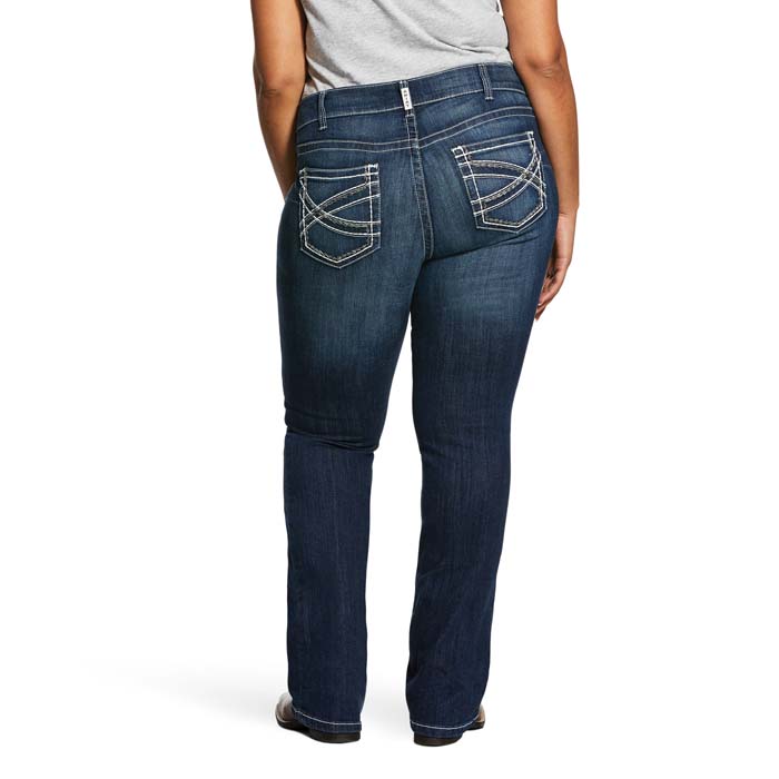 Ariat Women's R.E.A.L Stretch Entwined Boot Cut, Mid Rise Jean - Marine, 27 SHORT View 1 of 4