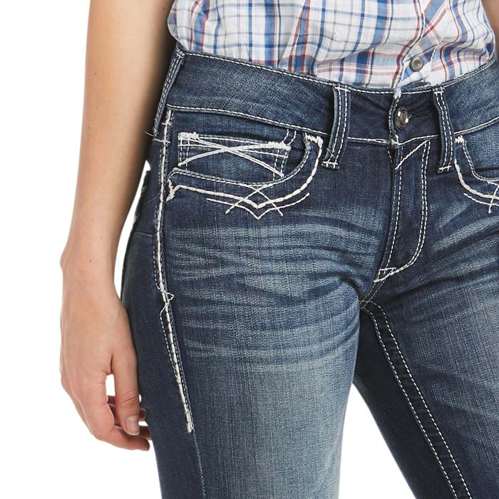 Ariat Women's R.E.A.L Stretch Entwined Boot Cut, Mid Rise Jean - Marine, 27 SHORT View 3 of 4