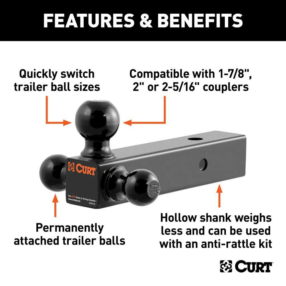 G_ハイ Curt Trailer Hitch Curt 45651 Multi-Ball Mount, 1-7/8, 2, 2-5/16