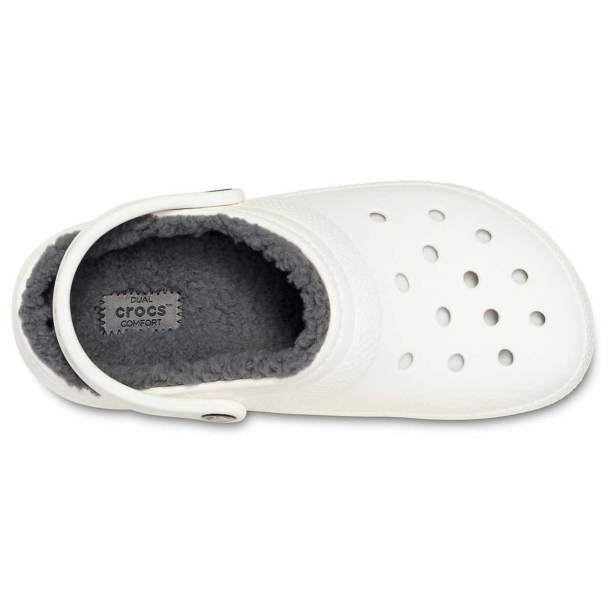 Crocs™ Classic Lined Clog - White/Grey, Size Men 8/Women 10 View 3 of 6