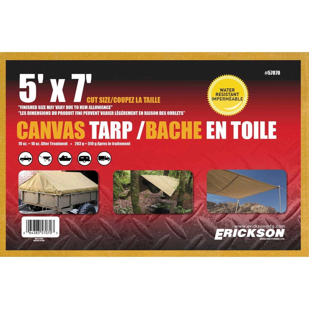 Erickson Manufacturing Ltd. 5′ x 7′ Canvas Tarp - 0000002839