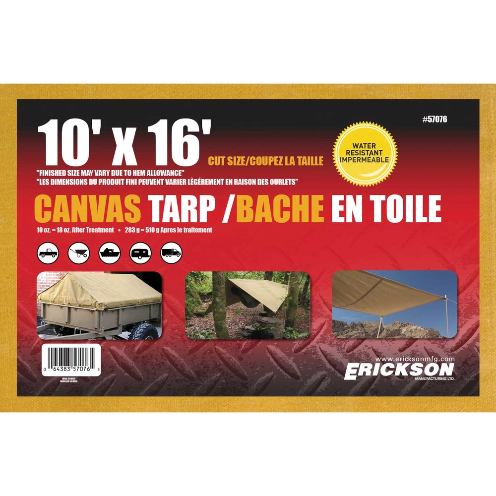 Erickson Manufacturing Ltd. 10′ x 16′ Canvas Tarp - 0000002839