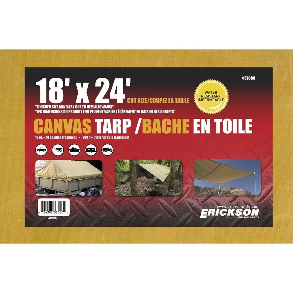 Erickson Manufacturing Ltd. 10′ x 12' Canvas Tarp