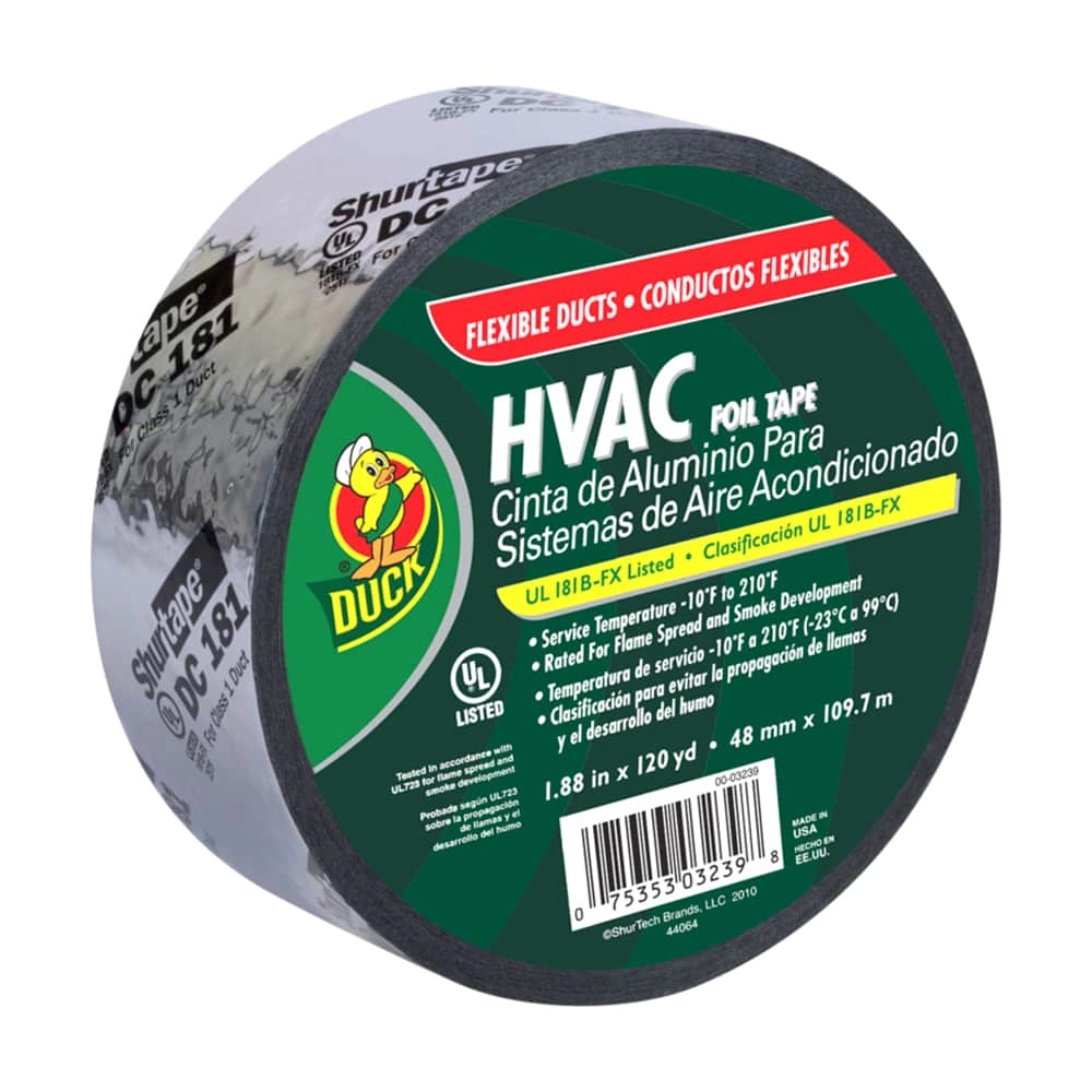 Duck® Brand HVAC Foil Tape for Flexible Ducts - Silver, 1.88