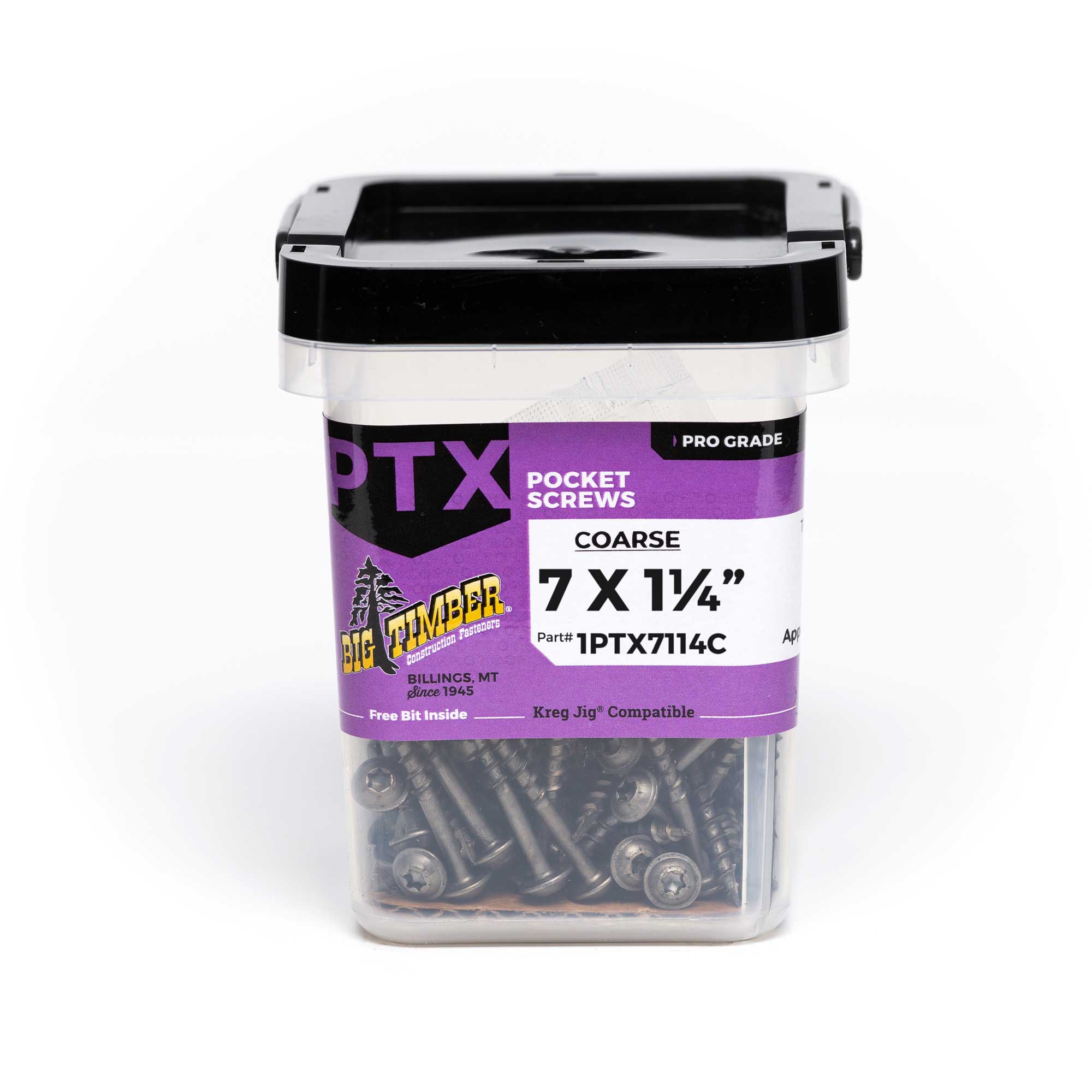 Big Timber Coarse Thread Pocket Screws - Star Drive, 7 x 1 1/4", 1 lb. Bucket
