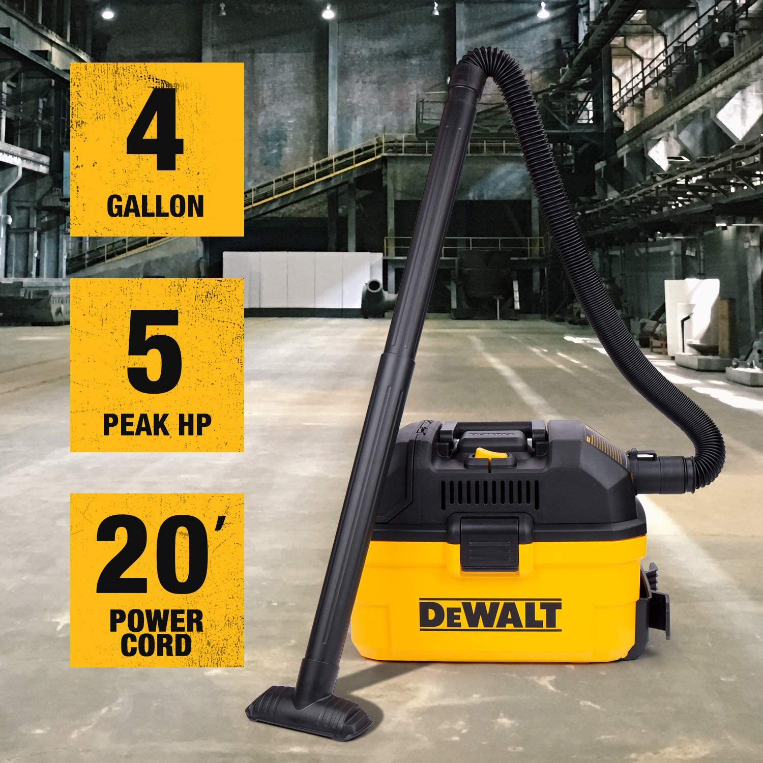 DEWALT Corded Portable Wet/Dry Shop Vacuum, 4 gal. View 2 of 5