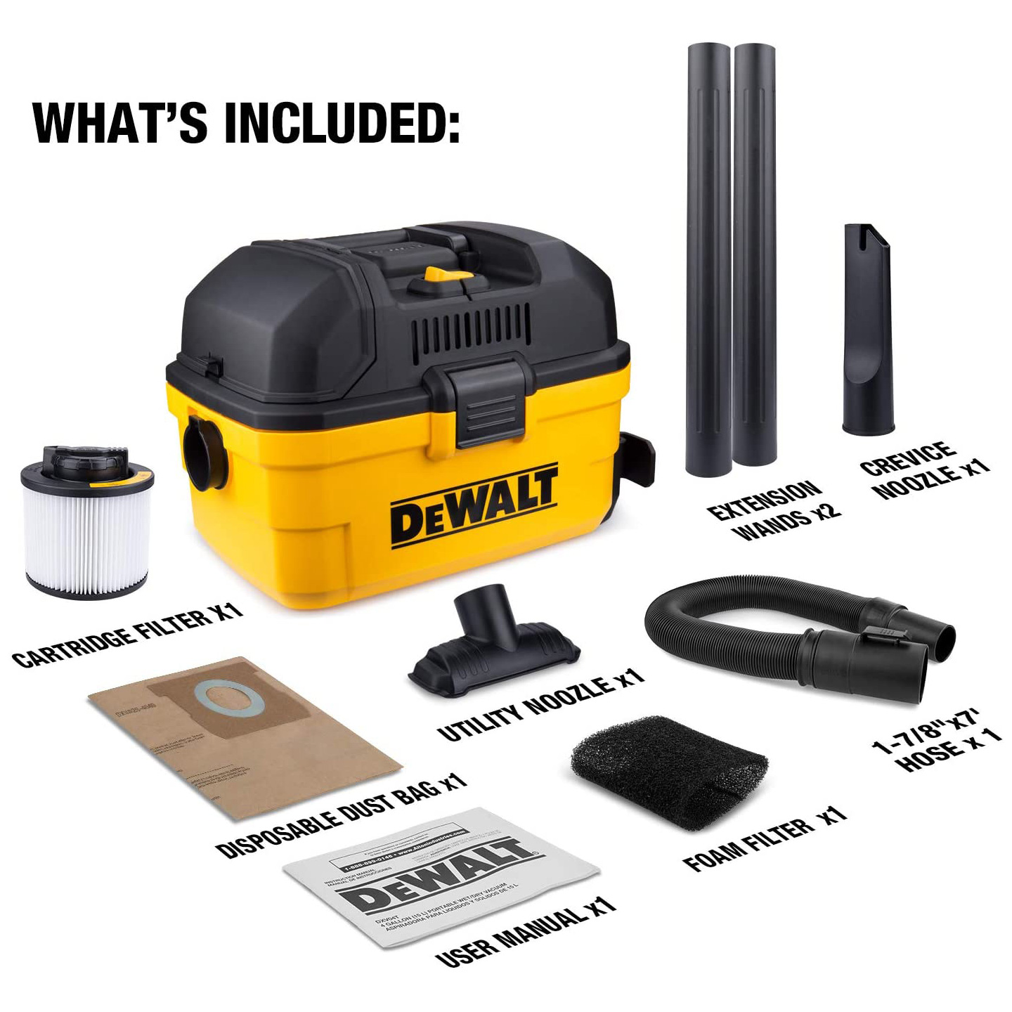 DEWALT Corded Portable Wet/Dry Shop Vacuum, 4 gal. View 4 of 5