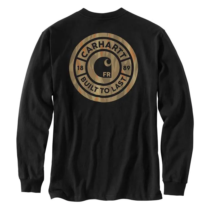Carhartt® Men's Flame Resistant Force Irvine Loose LS Camo T-Shirt - Black, M View 1 of 2