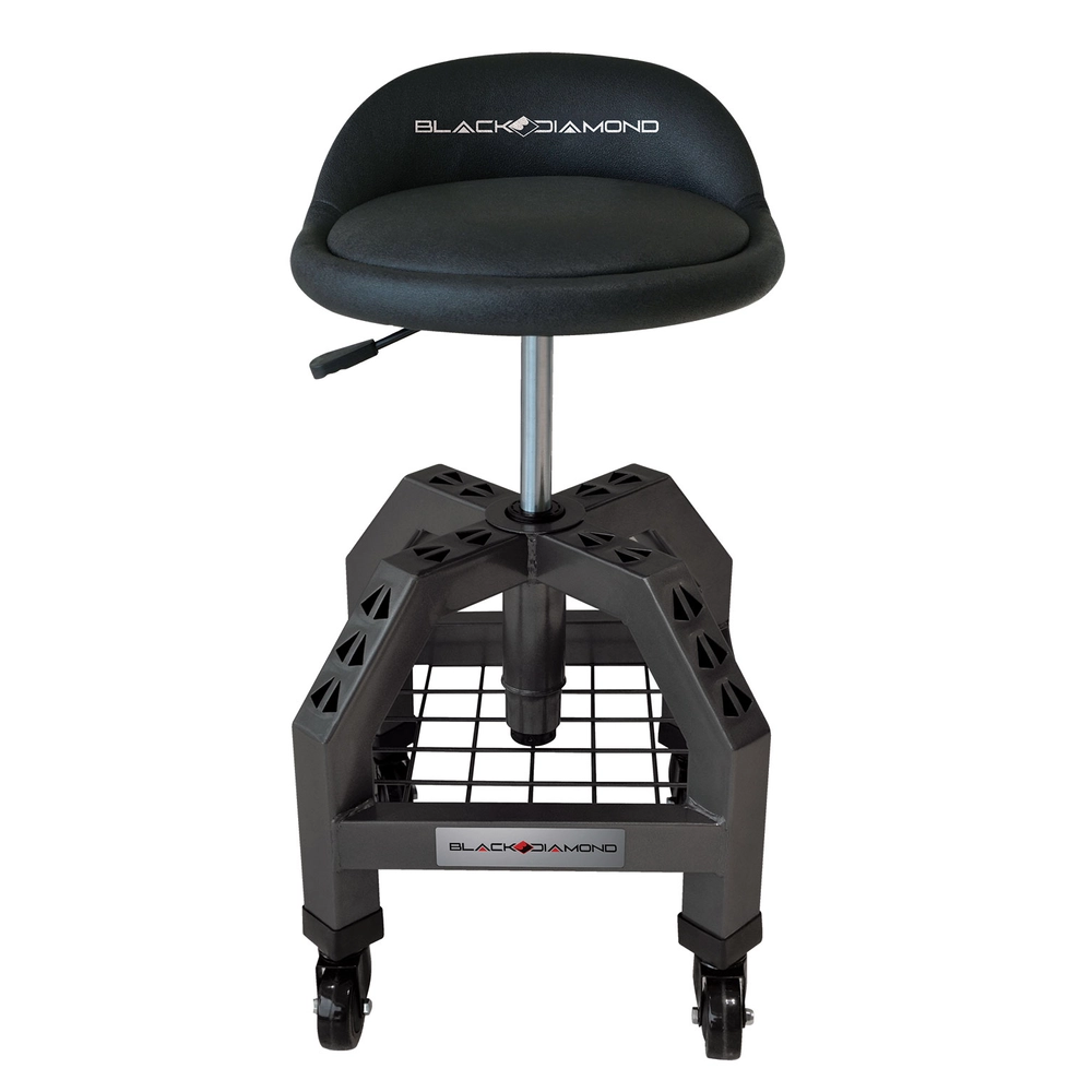 Black Diamond Adjustable Swivel Roller Shop Stool - 0000002844