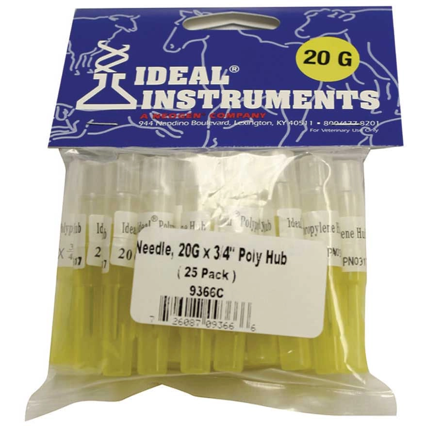 Ideal® Instruments Poly Hub Disposable Needles, 20G x 3/4