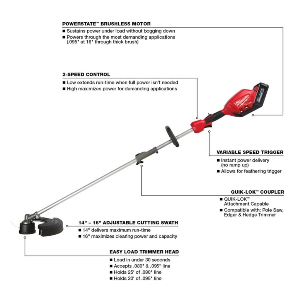 Milwaukee M18 Fuel String Trimmer Kit - Bare - Runnings 