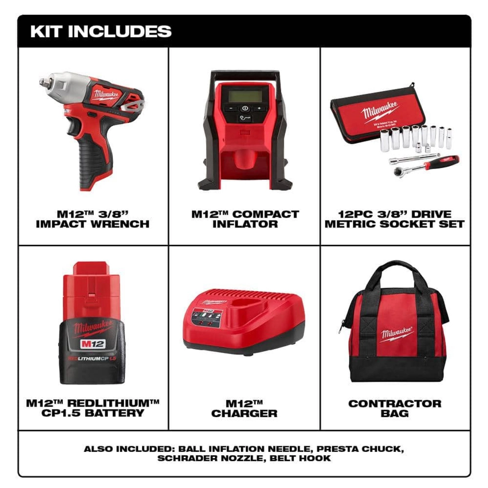 Milwaukee M12 12-Volt Lithium-Ion Cordless 3/8 in. Impact Wrench  