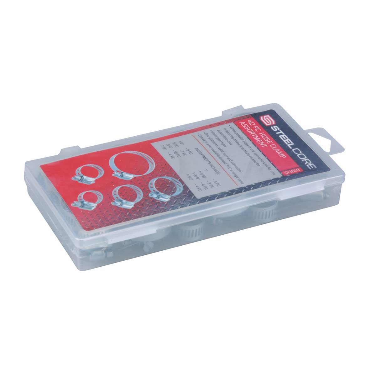 Steel Core Hose Clamp Assortment, 40 Pieces - 0000000558 - Runnings
