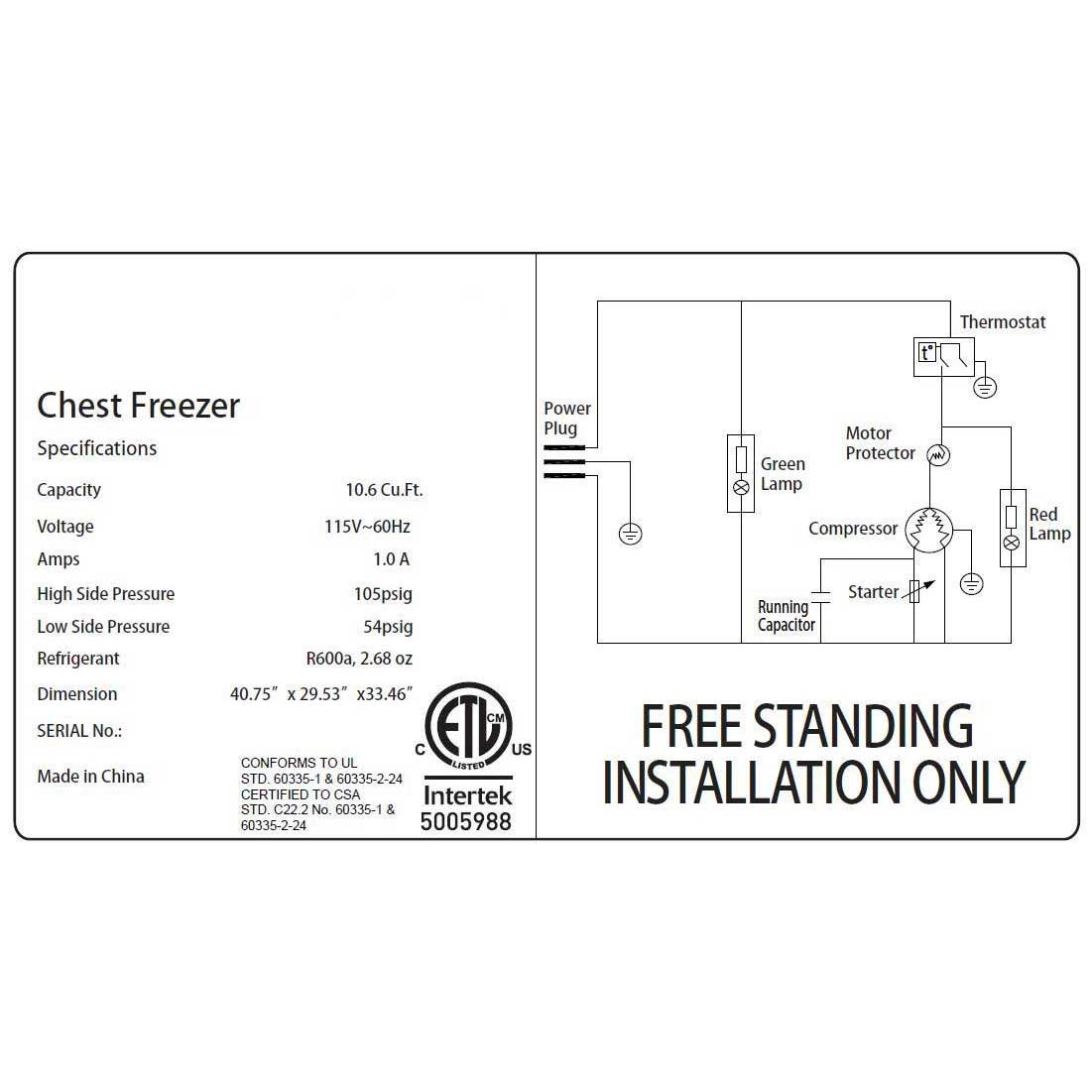 Bridgeland® Chest Freezer, 10.6 CU. FT. - 0000000558 - Runnings