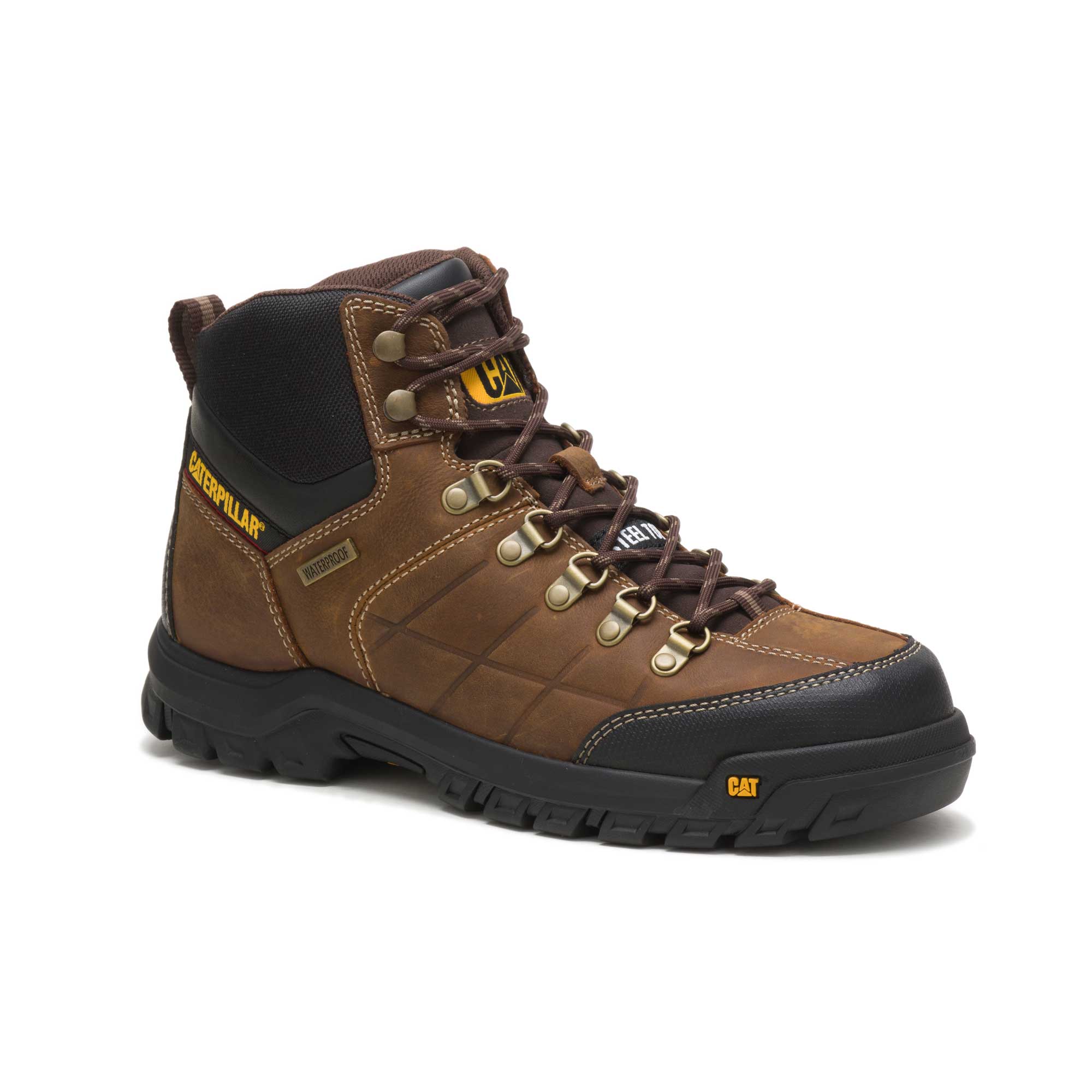 Caterpillar Men's Threshold WP Soft-Toe Work Boot - Brown, 8 View 1 of 6