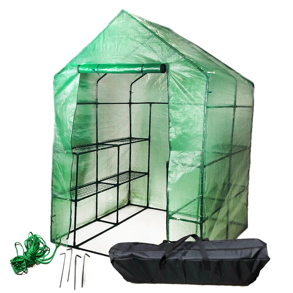 Backyard Expressions Portable Walk in Greenhouse 2-Tier, 8 Shelf Growing  Rack with Travel/Storage Bag, image size:1000x1000