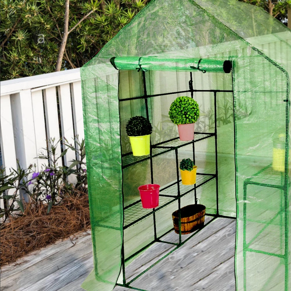 Walk-In Greenhouse for Garden Plants with Reinforced Base and Aluminum  Frame - Overstock - 43246066, image size:1000x1000