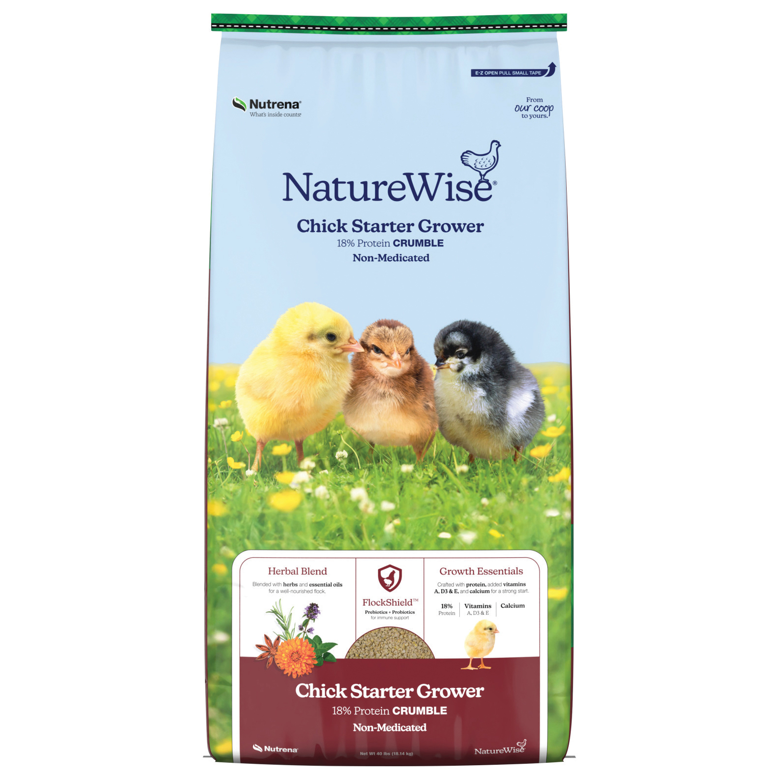 Nutrena NatureWise Chick Starter 18% Non- Medicated Poultry Feed, 40 lbs.