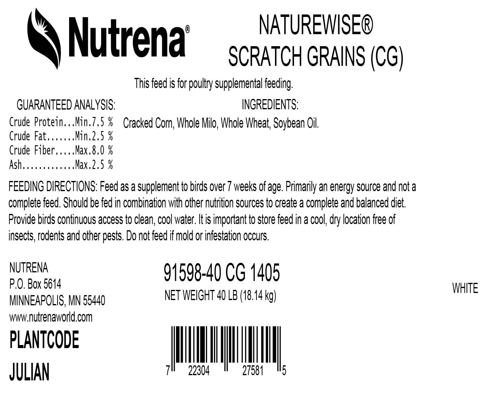 Nutrena NatureWise Scratch Grains, 40 lbs. View 1 of 2