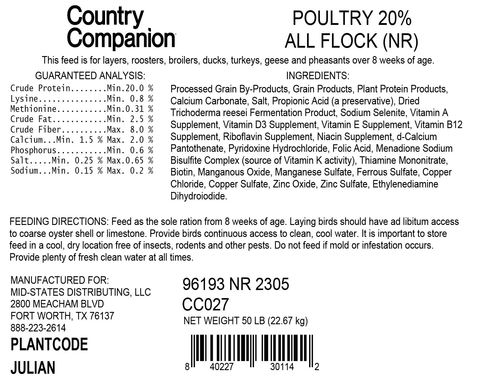 Country Companion All Flock Feed, 50 lbs. View 1 of 2
