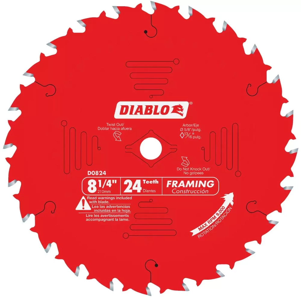 Diablo 8-1/4 In. 24-Tooth Framing Circular Saw Blade - 0000006249