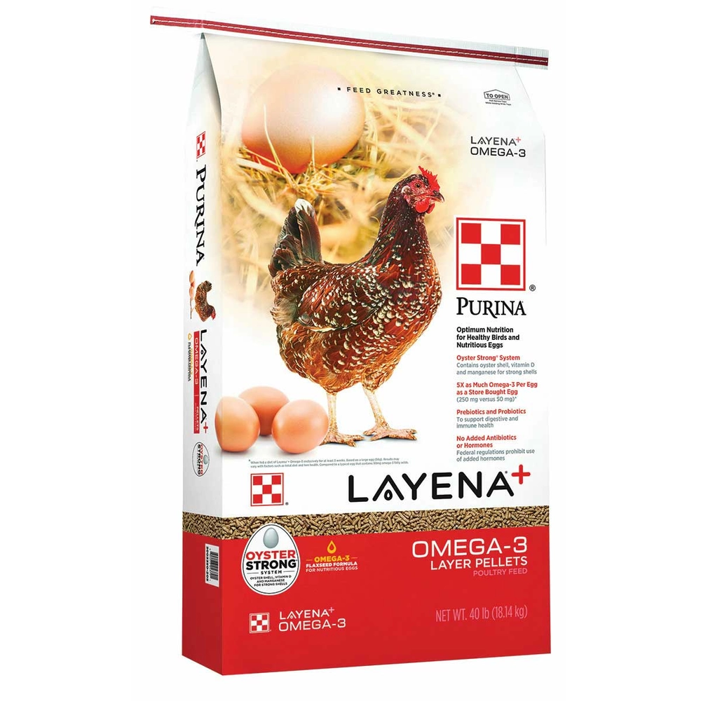Purina® Layena® Plus Omega-3 Premium Poultry Feed, 40 -Pellets
