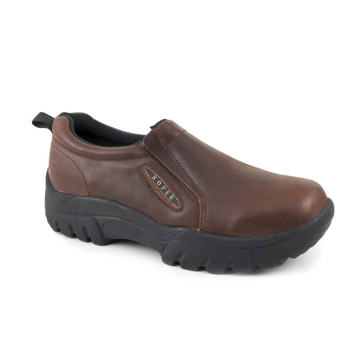 Roper® Performance Sport Leather Slip-On Round Toe Shoe - Brown, 12