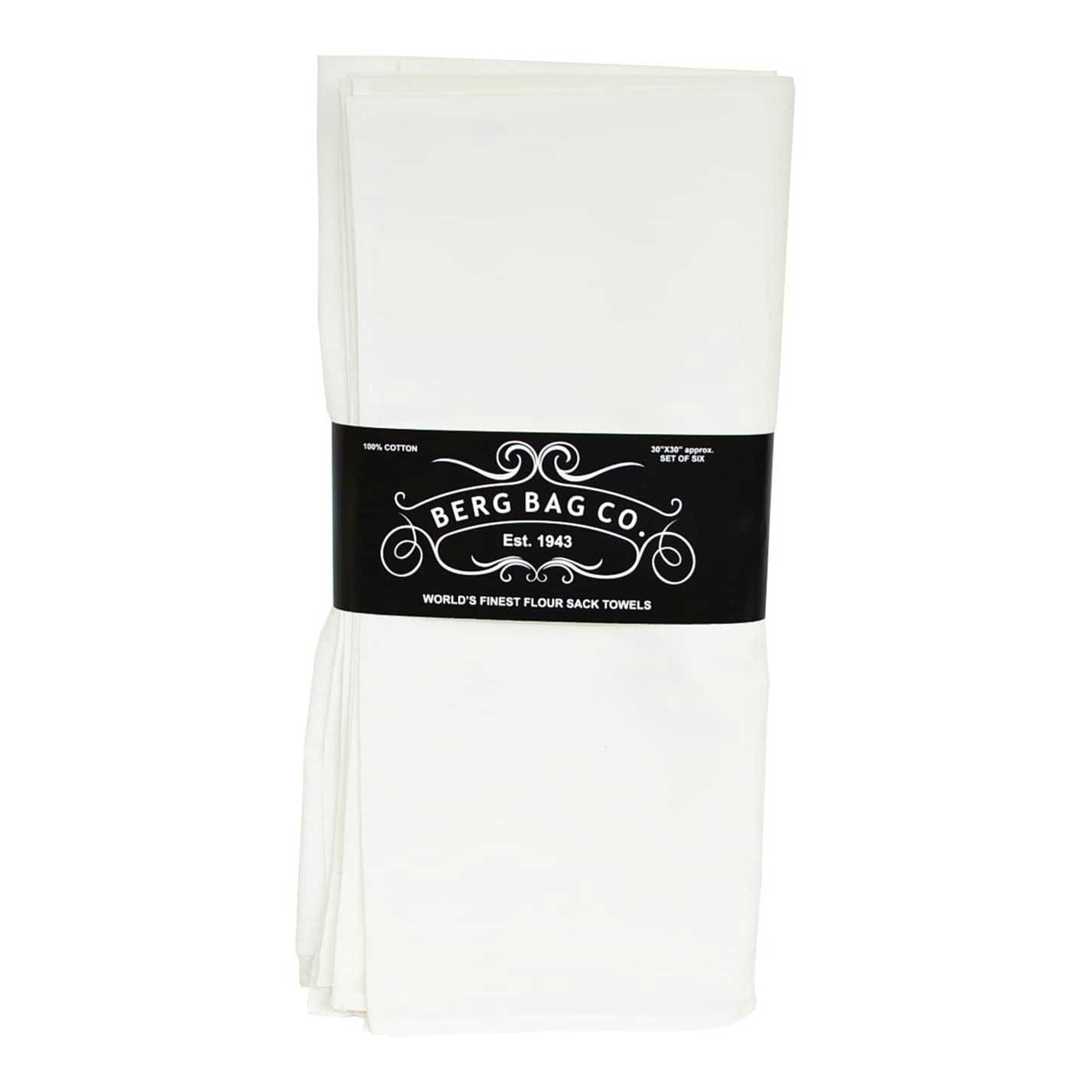 Berg Bag Company Flour Sack Towel, 30" x 30" (6 Pack)