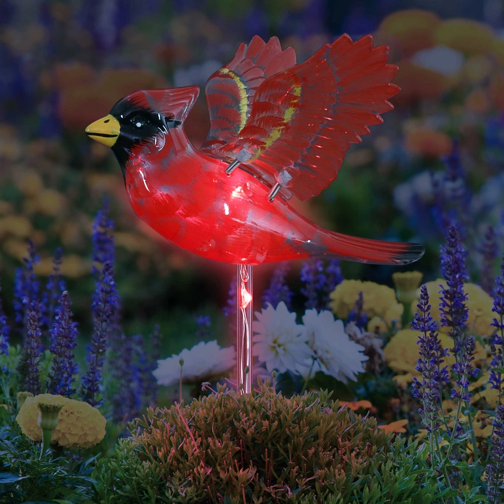 Exhart® WindyWings™ Solar LED Cardinal Garden Stake, 7