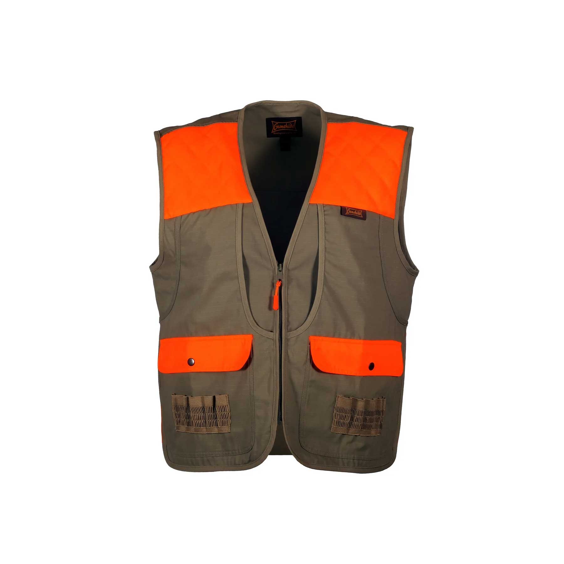 Gamehide® Shelterbelt Mid Weight Upland Hunting Vest - Khaki/Blaze Orange, XL