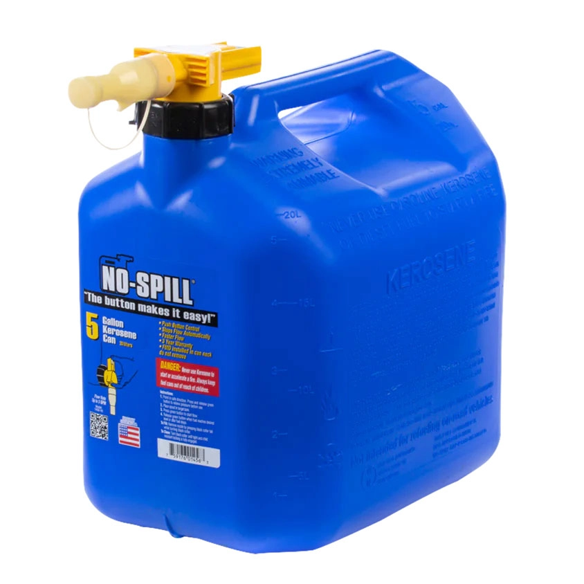 No-Spill 5 Gal. Plastic Kerosene Fuel Can, Blue - 0000002000