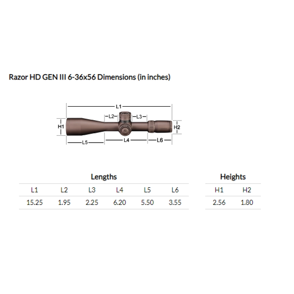 天馬久遠　ページ Vortex® RAZOR® HD GEN III 6-36X56 FFP Riflescope - 0000008091