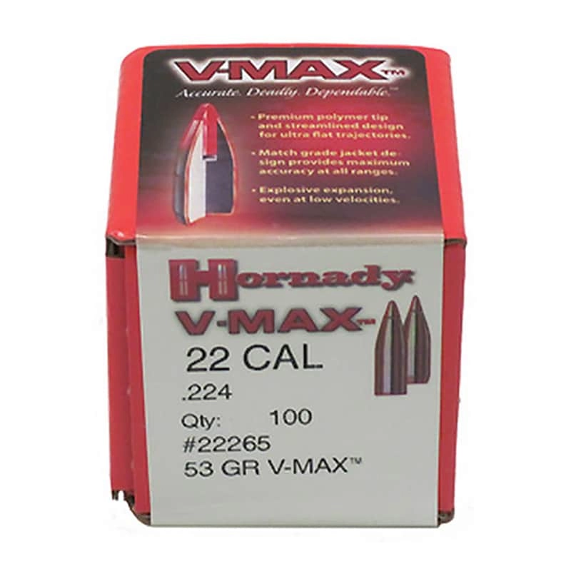 HORNADY® V-Max™ Rifle Bullets 22 Caliber, 53 grain, Boat Tail