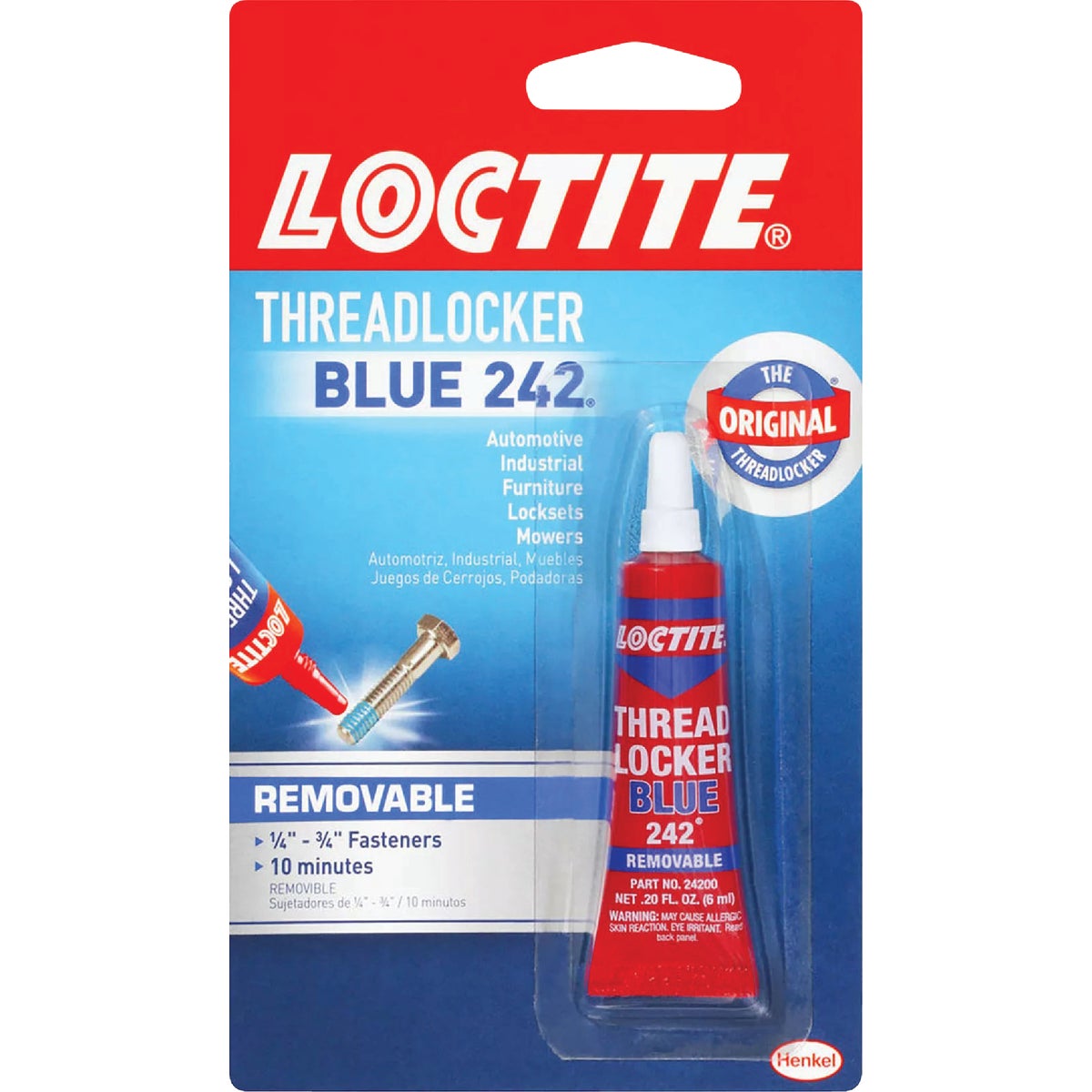 LOCTITE Blue 242 0.2 oz. Threadlocker, Blue