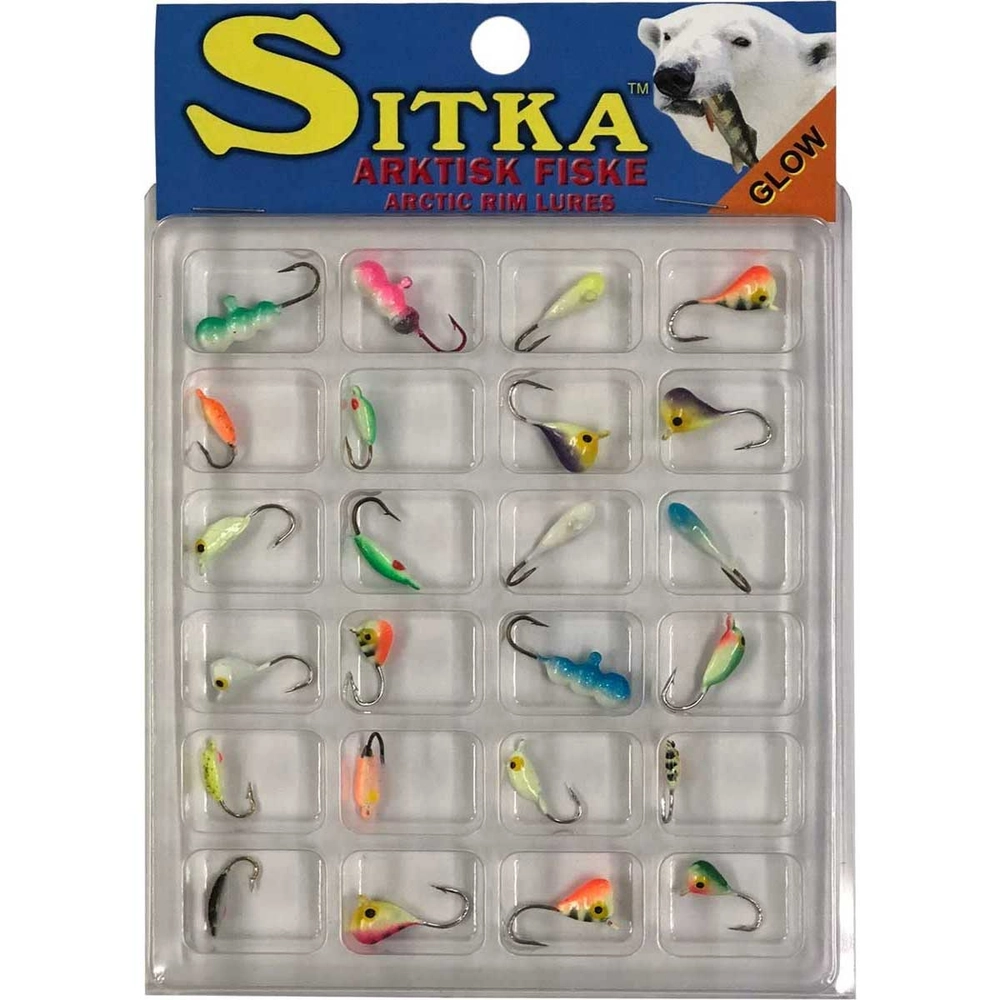 K&E Tackle Sitka Glow Ice Jigs, Assorted, 24 Pack, Assorted
