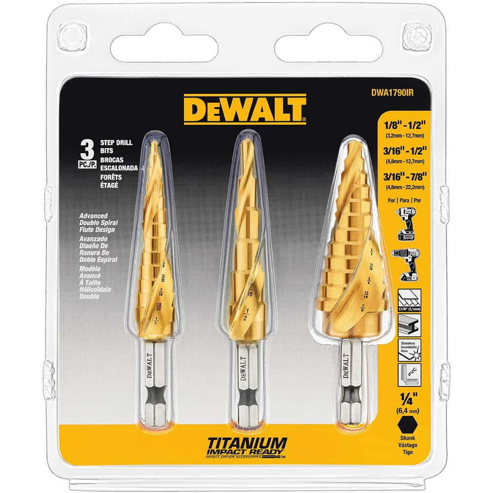DEWALT Impact Ready 3-Piece Titanium Step Drill Bit Set