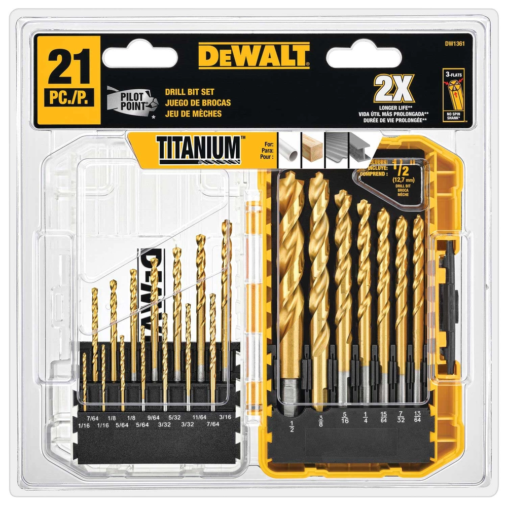Dewalt 21-Piece Pilot Point Titanium Drill Bit Set - 0000000881