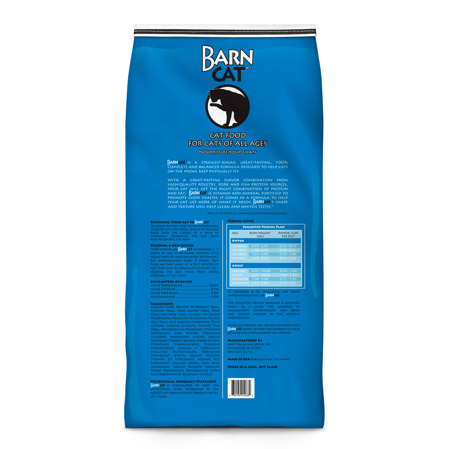 Kent Barn Cat 32 Lb. Chicken, Pork, & Fish Flavor All Ages Dry Cat Food View 1 of 5