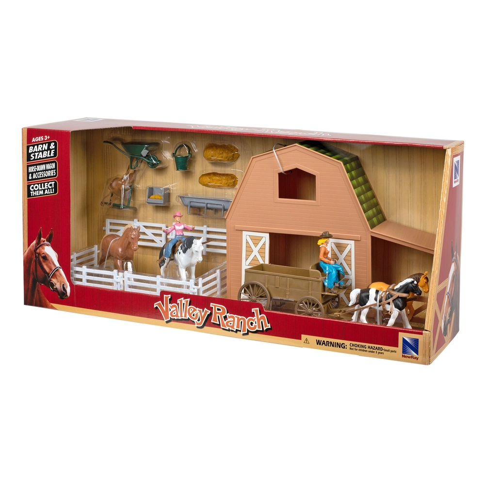New Ray Toys Valley Ranch Barn Horse Set - 0000009234 - Runnings