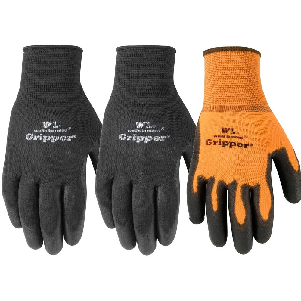 Wells Lamont® 3 Pair Pack Ultimate Gripper Work Gloves with PU