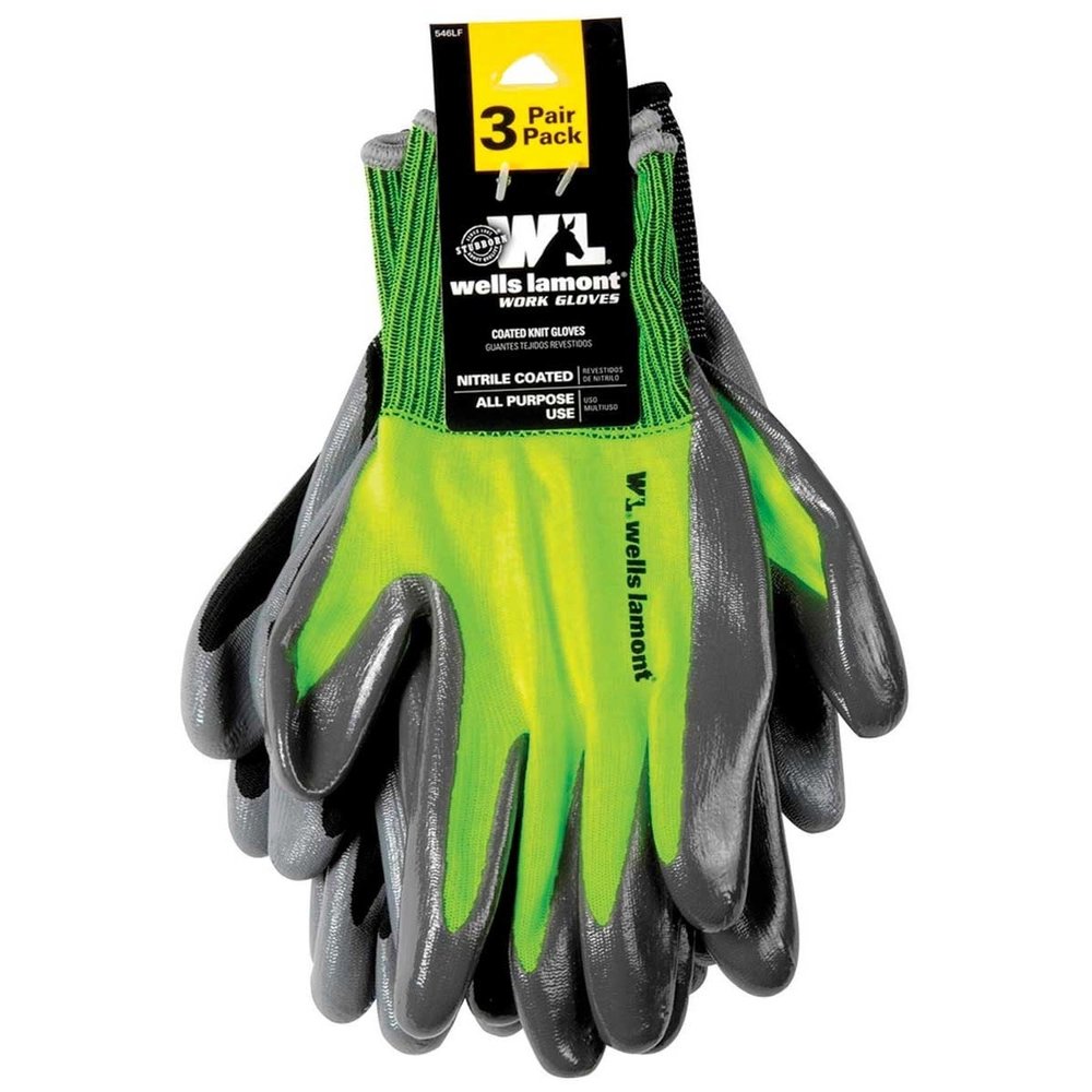 Wells Lamont® Nitrile Palm Dip Glove (3 Pack) - Grey, LG